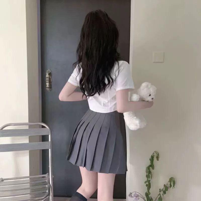 여성 넥타이 반팔 루즈핏 면접 블라우스 학생룩 단품 블루 셔츠 S - 상세 이미지 5
