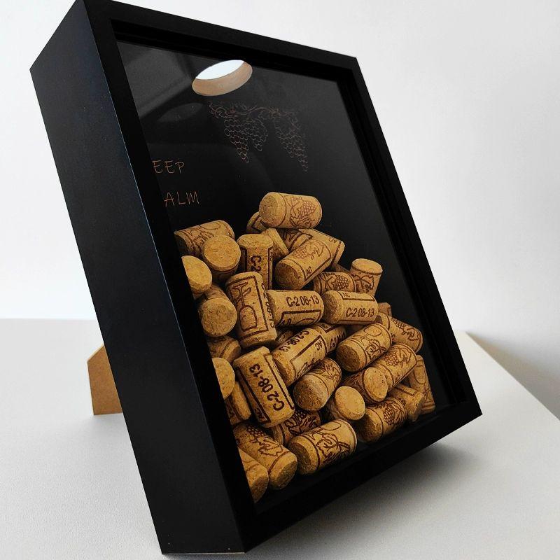 와인바 다이닝 와인 샴페인잔 빈티지 코르크마개 보관함 블랙 병마개 제외 개구부 4cm 22x27x6.5cm - 상세 이미지 3