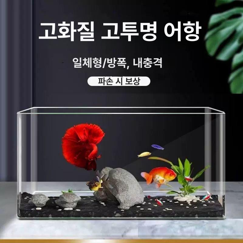 안깨지는어항 깨지지않는어항 물고기 구피 35개의 블랙 베어 탱크 커버포함 - 상세 이미지 2