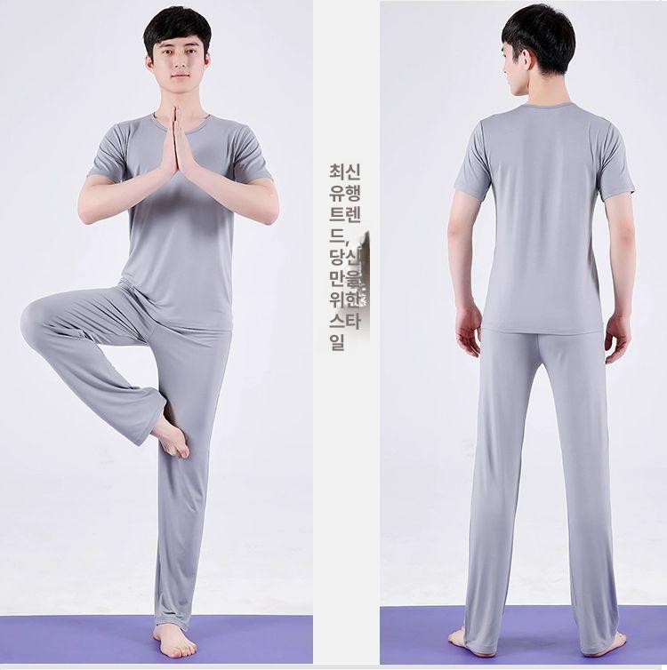 남자 요가복 필라테스 조거팬츠 헬스복 긴팔 의류 바지 남성용라운드넥블랙긴팔+블랙당근바지 XXL - 상세 이미지 5