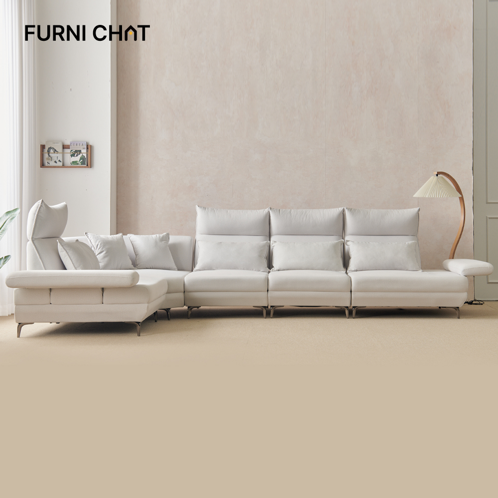 퍼니챗 레이나 5인 코너형 아쿠아텍스 이지클린 기능성 코모도 패브릭 스윙 소파