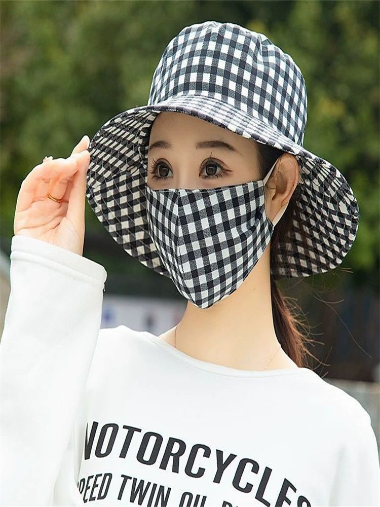 자외선차단 마스크모자 일체형 넥밴드 햇빛가리개 여성용 스포츠 여름 골프 페이스 보호 플라워미트리 분리형 - 상세 이미지 3