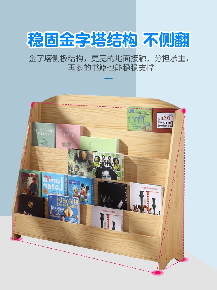 잡지꽂이 랙 전단지 카달로그 팜플렛 카페 전면책꽂이 신문보관 매거진 거치대 우드 - 상세 이미지 3