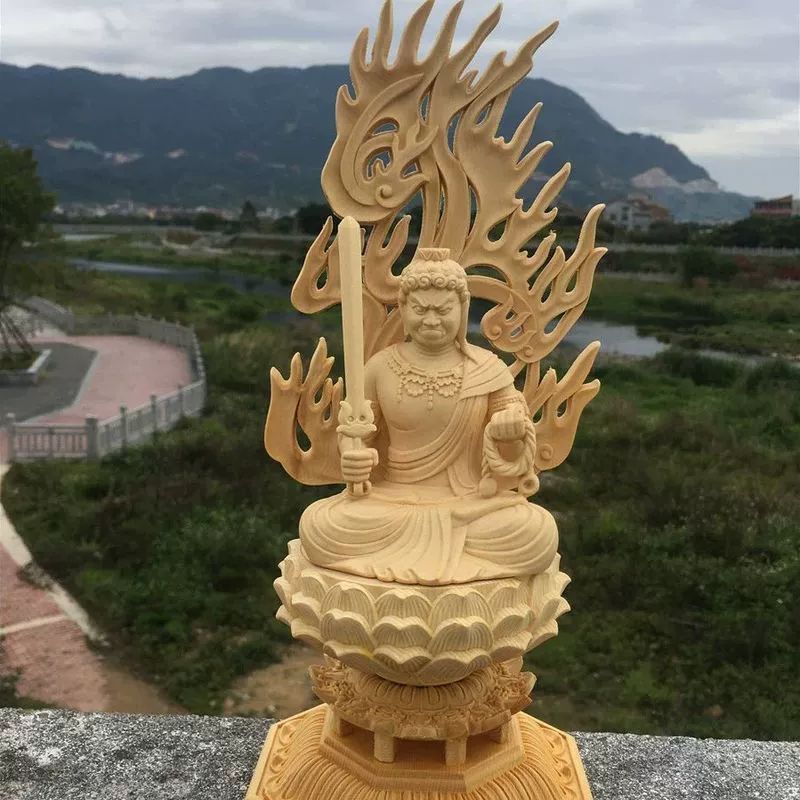 부처상 불교상 인테리어 관음보살 석가모니불 목불상 편백나무 천수관음 28cm 정교 조각판 - 상세 이미지 4