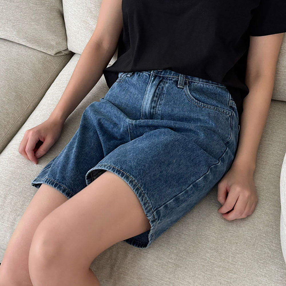 4부청반바지 A라인 연청 진청 청반바지 - 상세 이미지 4