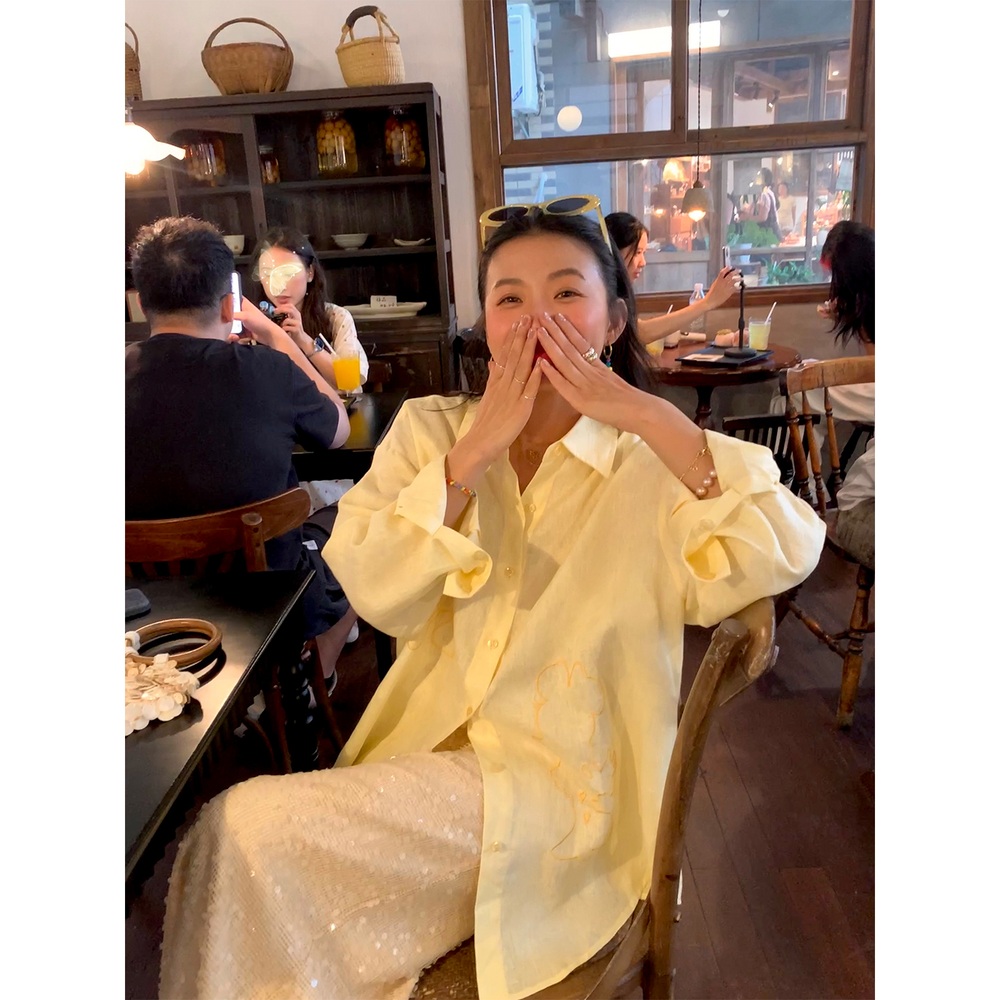 스팽글비즈망사 밴딩 롱스커트 뒷트임 데일리 캐주얼 예쁜핏 디자인 봄여름 베이지샴페인 - 상세 이미지 4