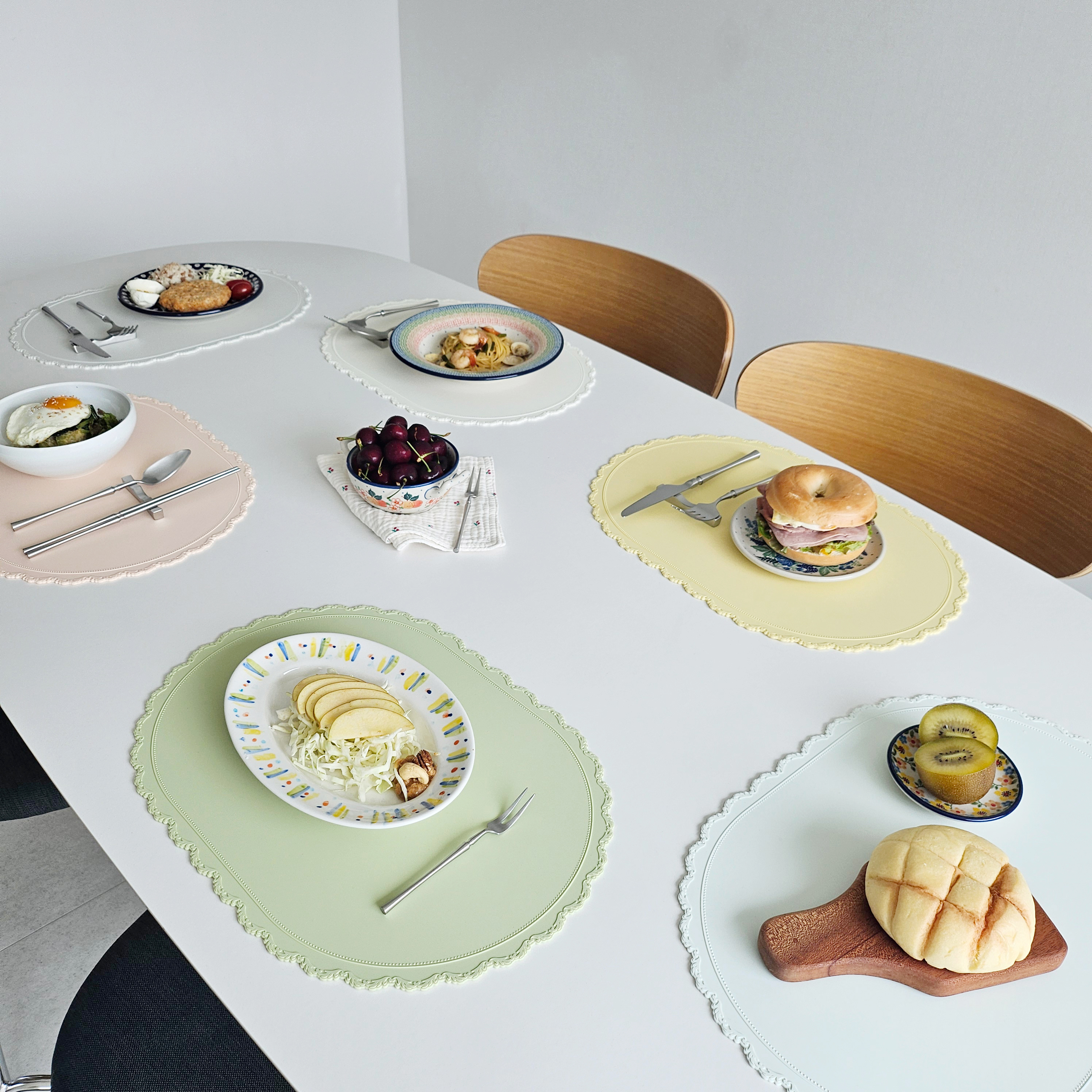 루오 식탁매트 레이스 실리콘 방수 테이블매트