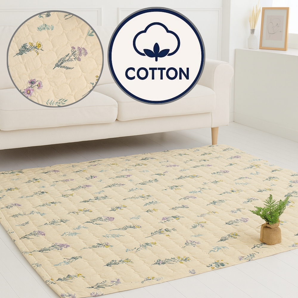 국산 순면 거실 면카페트 바닥 패드 와일드 플라워 SS