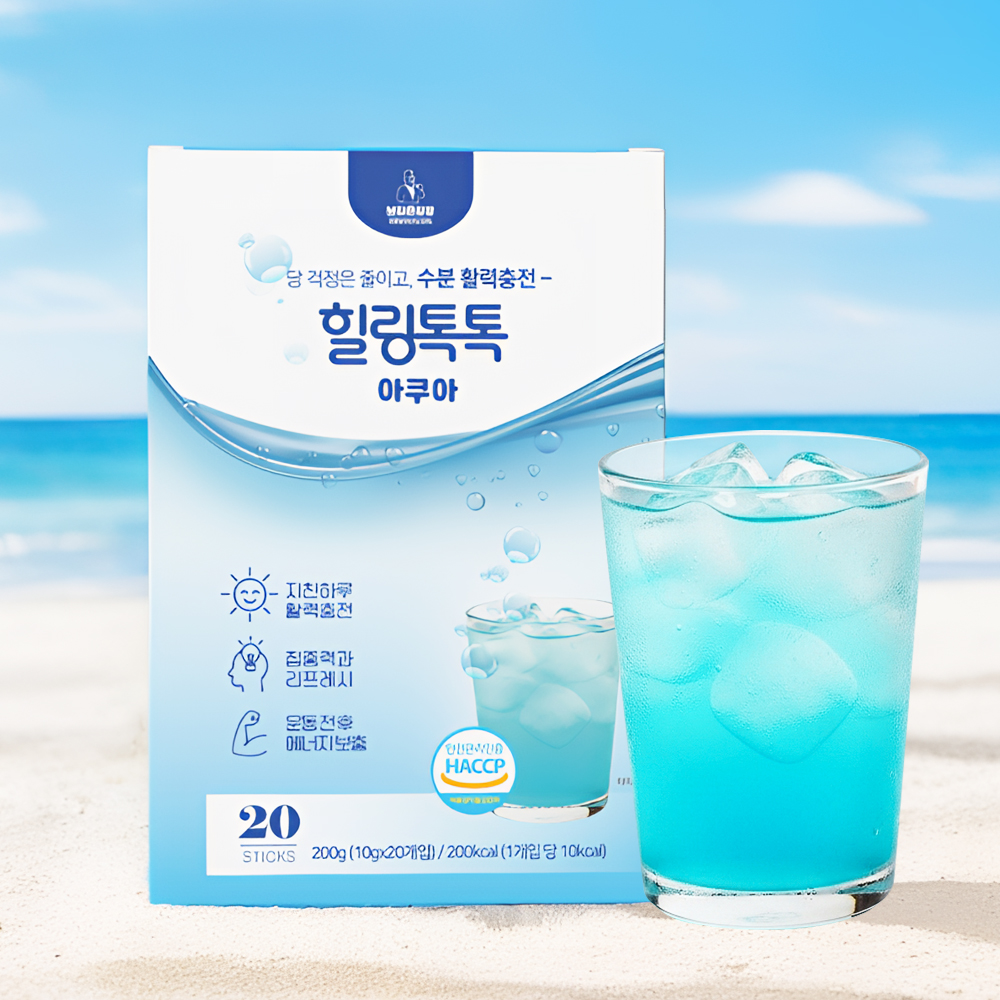 힐링톡톡 블루스피루리나 음료 아쿠아 수분충전 스피룰리나 20T - 상품 이미지