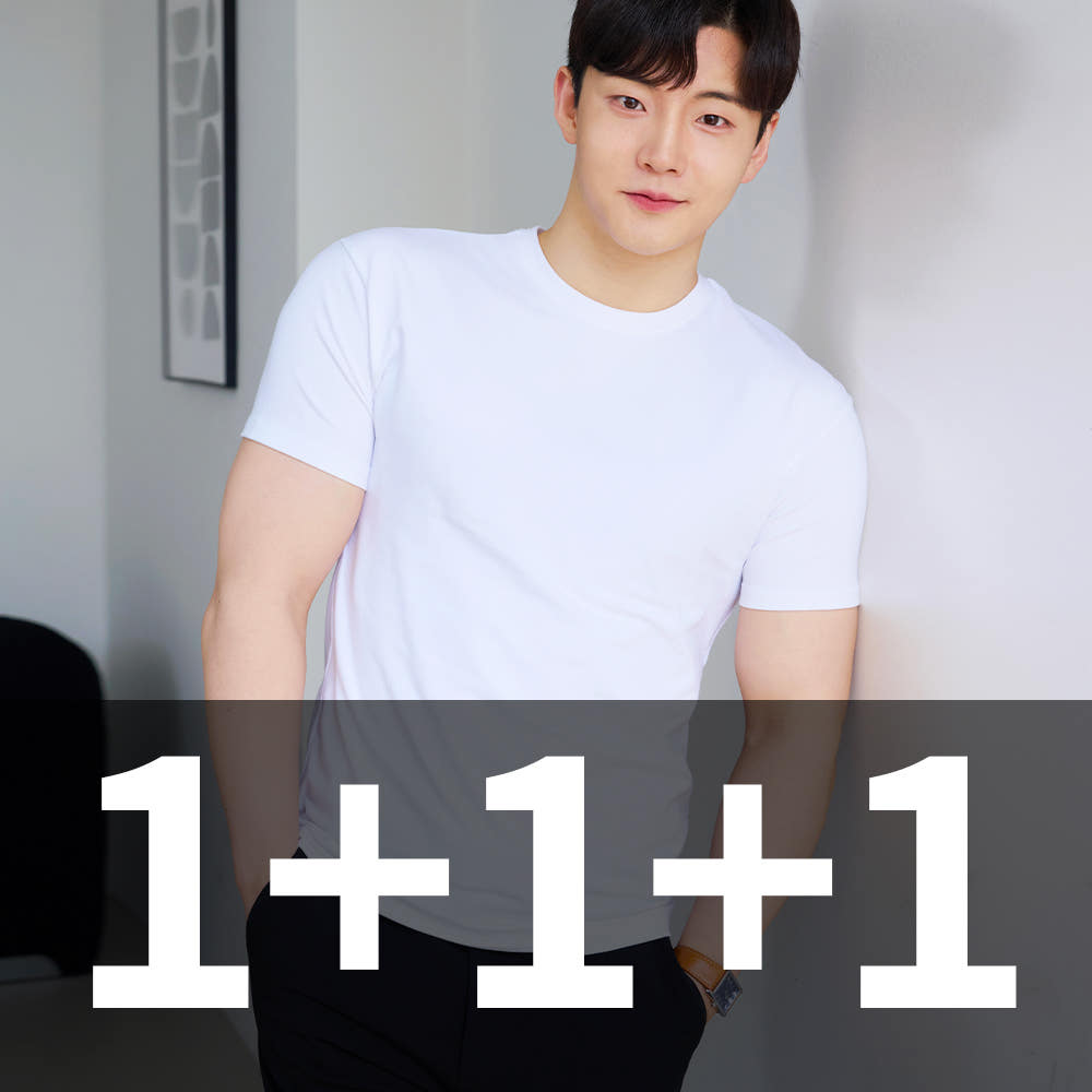 핵쿨남 1+1+1 어깨넓어보이는 남자 머슬핏 반팔 무지 티셔츠