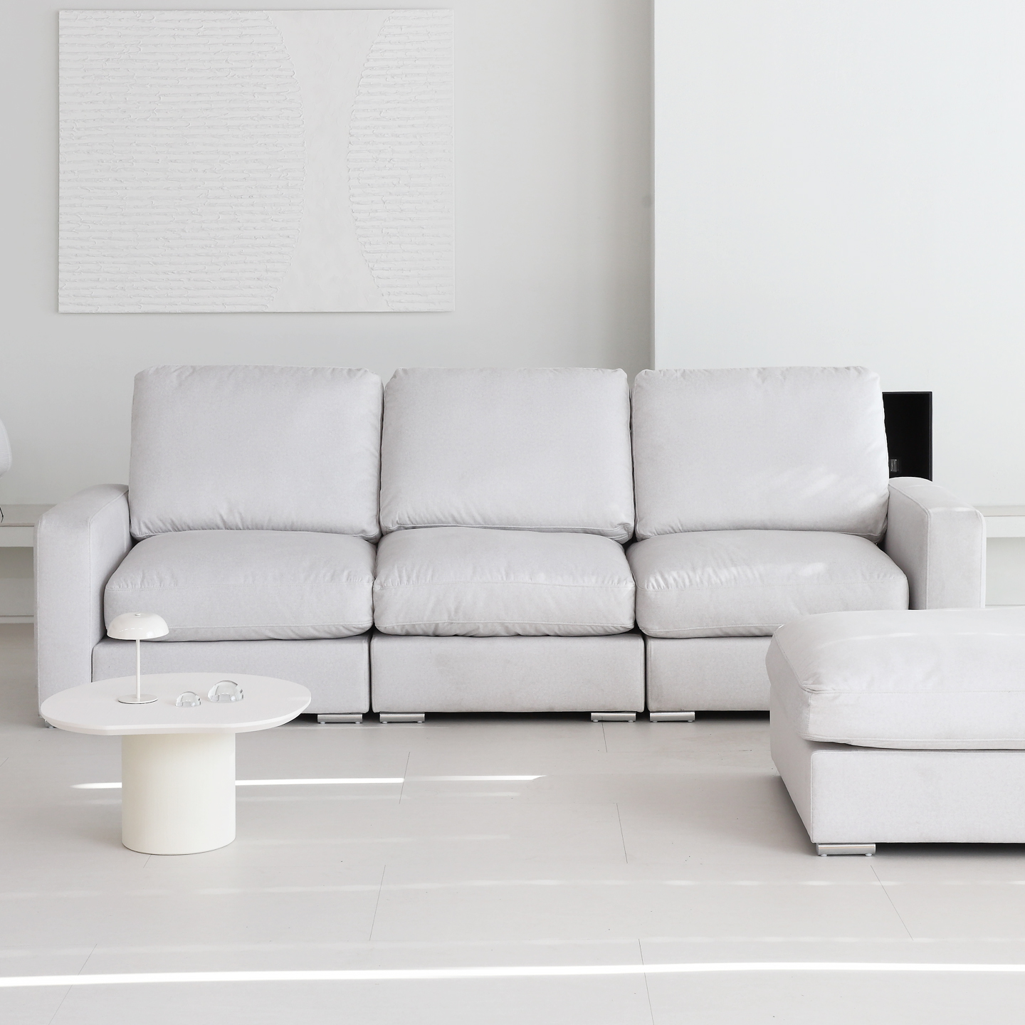 컴프홈 끌레르 타임리스 모듈 패브릭 소파 스툴미포함, 아이보리, 4인용