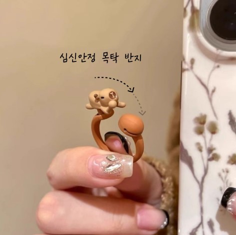 카피바라 목탁 반지 심신안정 불교반지 우정링 심신안정 친구 쓸데없는 웃긴 선물 mz 감성 - 상세 이미지 5