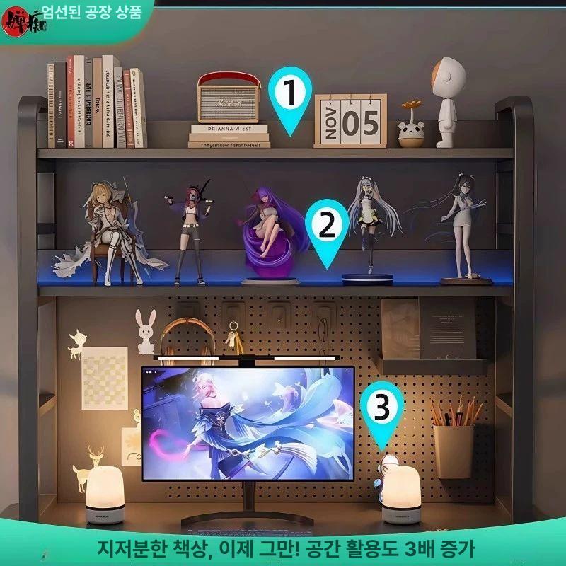 선반 철제 책꽂이 공간정리 철재 거실 정리대 타공 책 테이블 책상위정리 경제적 블랙 단층 홀 홀판 수납 A - 상세 이미지 2