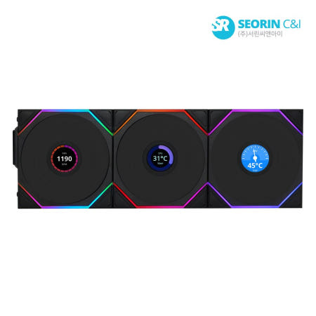 리안리 UNI FAN TL Wireless LCD 120 리버스 블랙 3팩 LIAN LI 케이스팬
