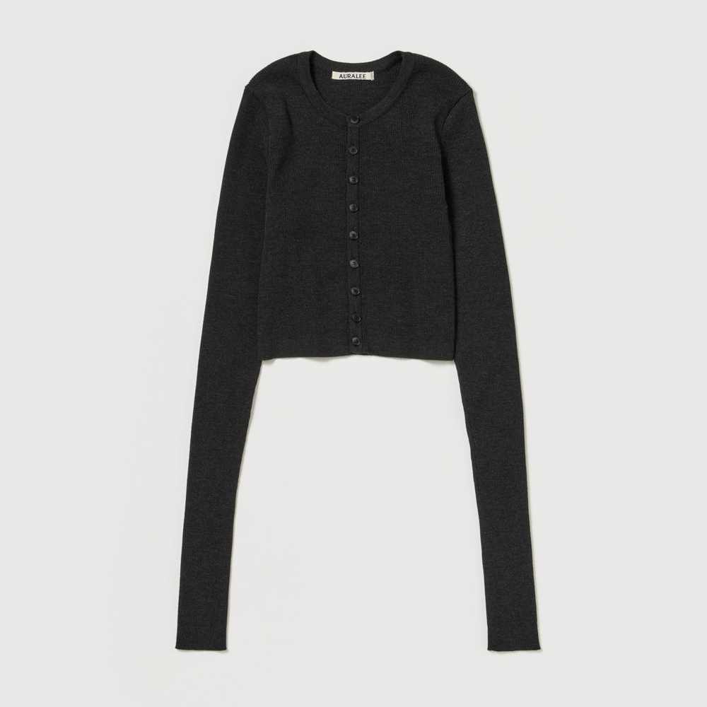 오라리 우먼즈 가디건 SUPER FINE WOOL HIGH GAUGE RIB KNIT SHORT CARDIGAN 25FW - 상세 이미지 5