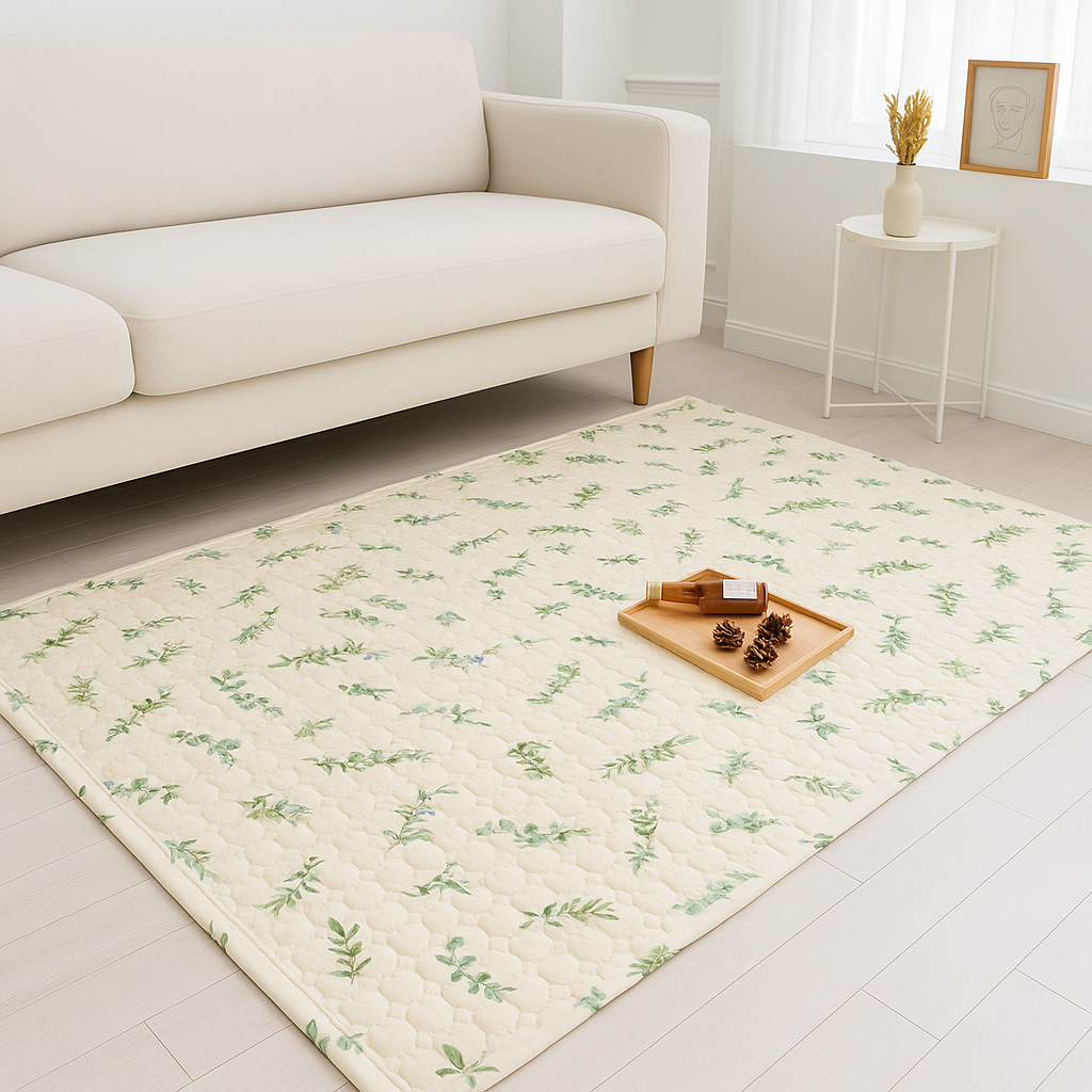 거실 면 카펫트 국산 순면 누빔 바닥 패드 내추럴 광목 200x110