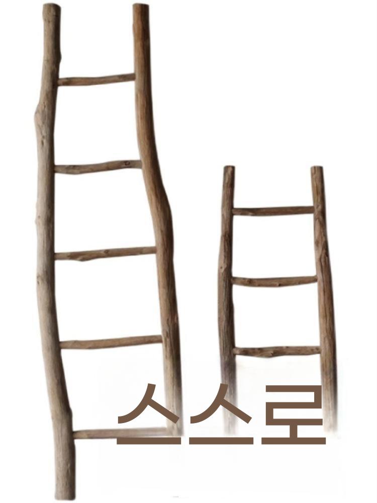 사다리 행거 우드 옷걸이 빈티지 나무 인테리어 스탠딩 스탠드 선반 원목 이미지 6