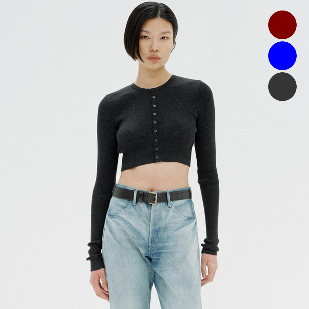 오라리 우먼즈 가디건 SUPER FINE WOOL HIGH GAUGE RIB KNIT SHORT CARDIGAN 25FW - 메인 이미지