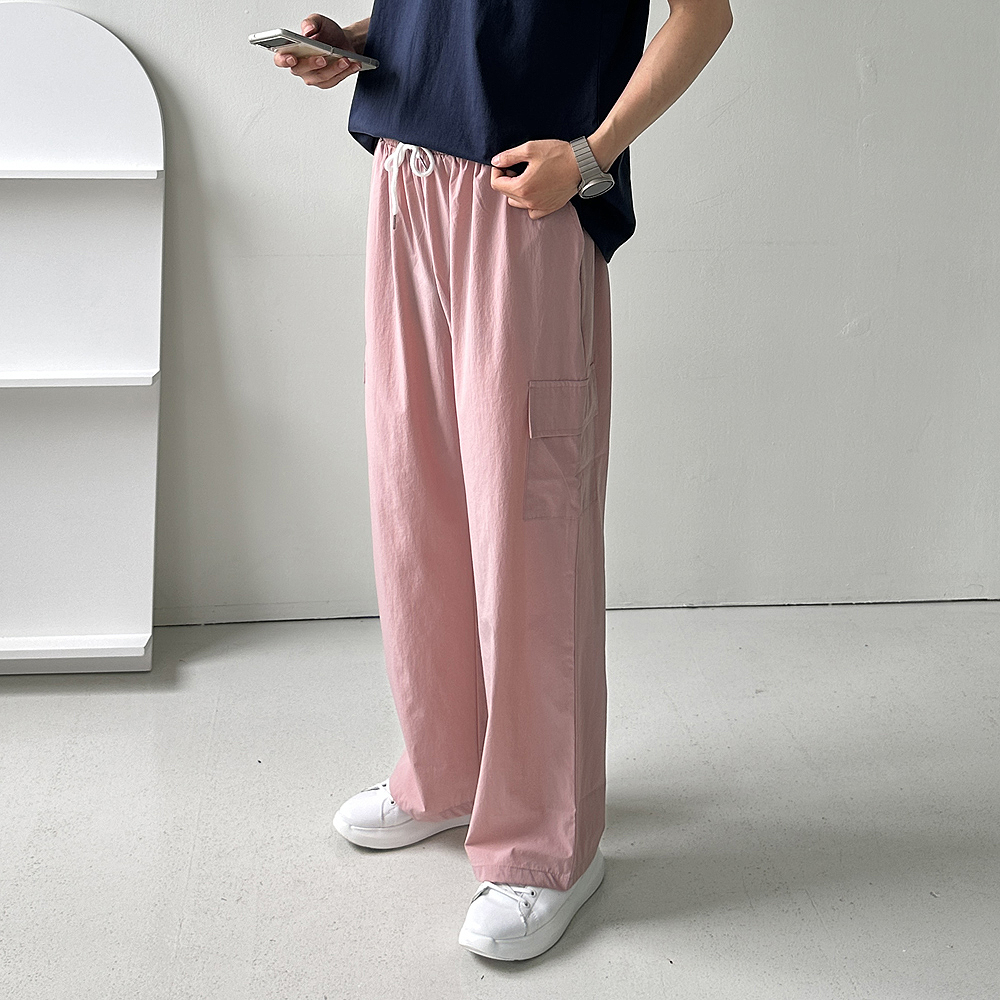 남자 여름바지 밴딩 카고 쿨 팬츠 남자 냉장고바지 - 상세 이미지 4