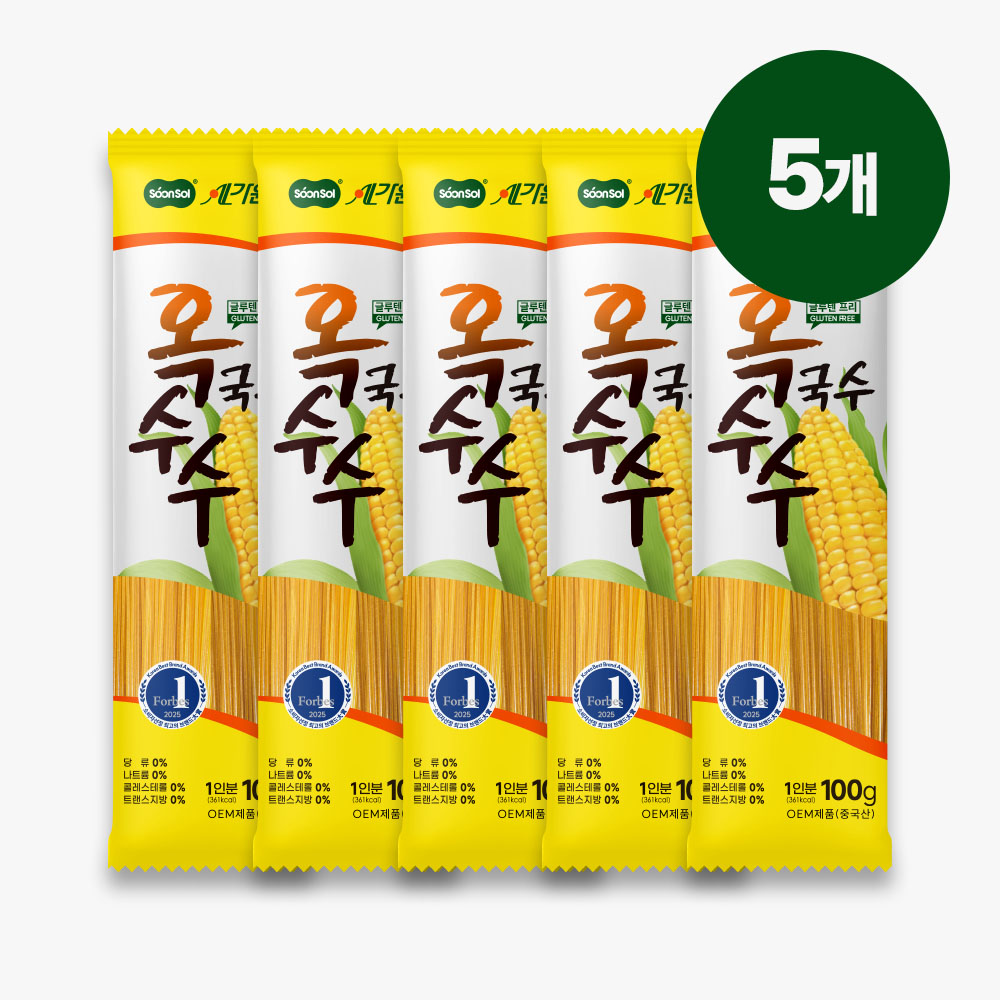 [순솔X정식품] 순솔가원 100% 옥수수국수 100g 5봉 X 간단요리사 진한 콩국물 950ml - 상세 이미지 2