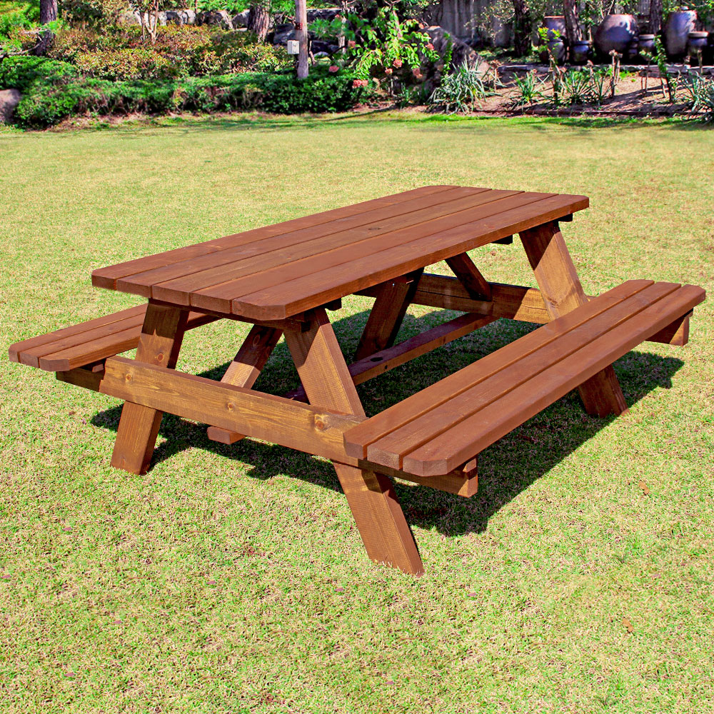 야외용 파라솔테이블 세트 원목 편의점 테라스 일체형 4인 도토리