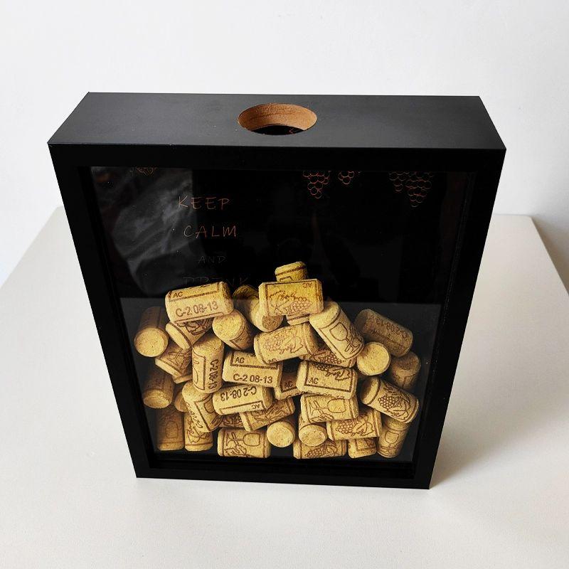 와인바 다이닝 와인 샴페인잔 빈티지 코르크마개 보관함 블랙 병마개 제외 개구부 4cm 22x27x6.5cm - 상세 이미지 4