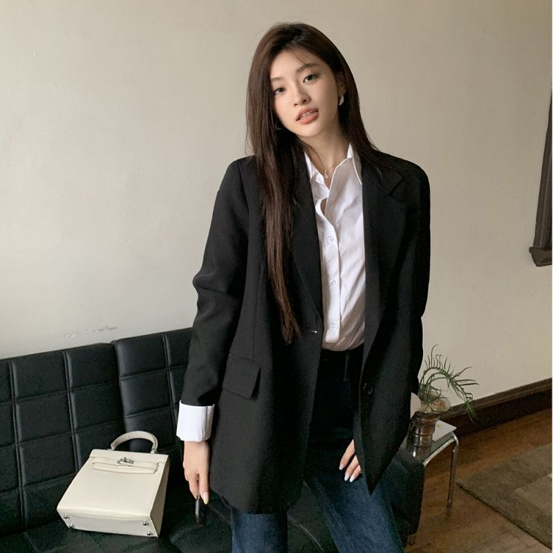 여성 가을 간절기 자켓 클래식한 루즈핏 캐주얼 정장 스타일 모던하고 패셔너블한 디자인 외출용 데일리 재킷 - 상세 이미지 4