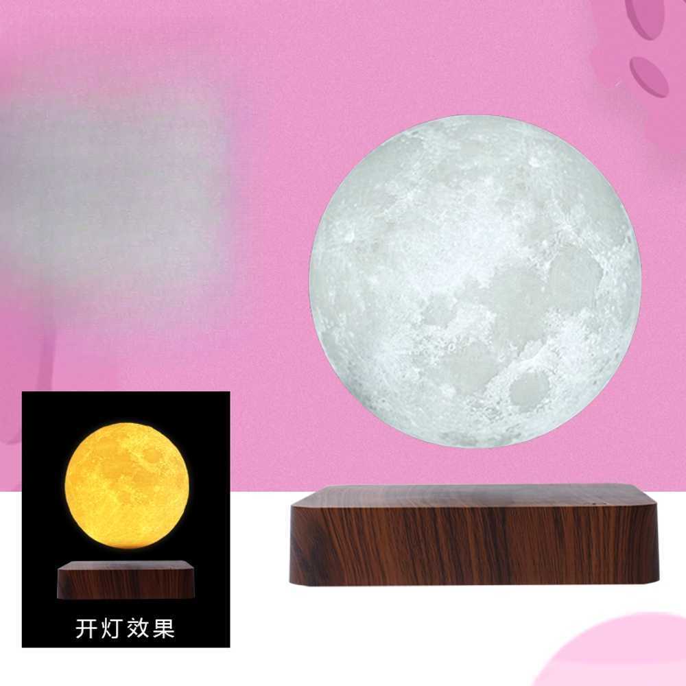 자기부상 달 무드등 공중부양 회전 인테리어 조명 월넛 14cm 문램프 - 상세 이미지 2