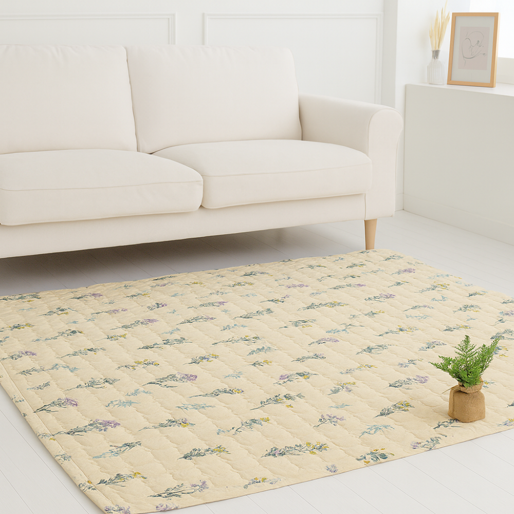 국산 거실 면 카페트 순면 바닥 패드 와일드 플라워 150x200