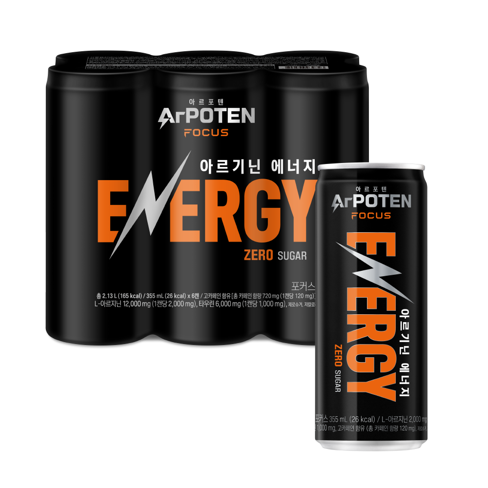 아르포텐 포커스 에너지음료 에너지드링크 파인애플 앤 오렌지, 355ml, 6개 - 상품 이미지