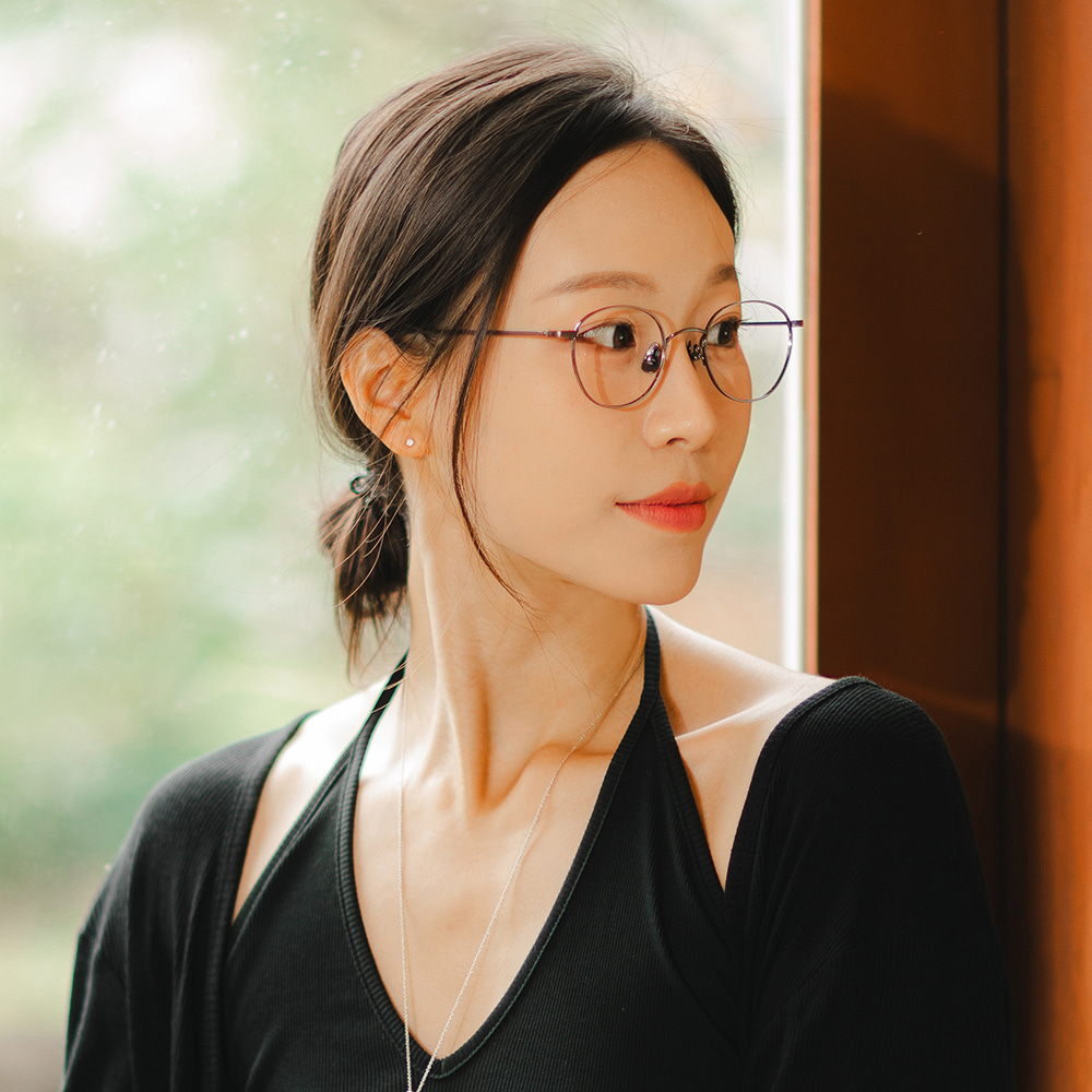 카나드 CA2455 가벼운 티타늄 안경테 블루라이트 차단 렌즈 초경량 메탈 타원형 안경 - 상세 이미지 5