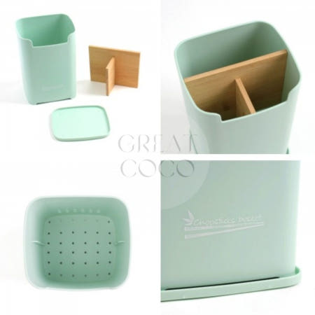 그코 그린 물빠짐 수저통 수저건조대 숟갈통 숟가락꽂이 심플수저함 주방도구통