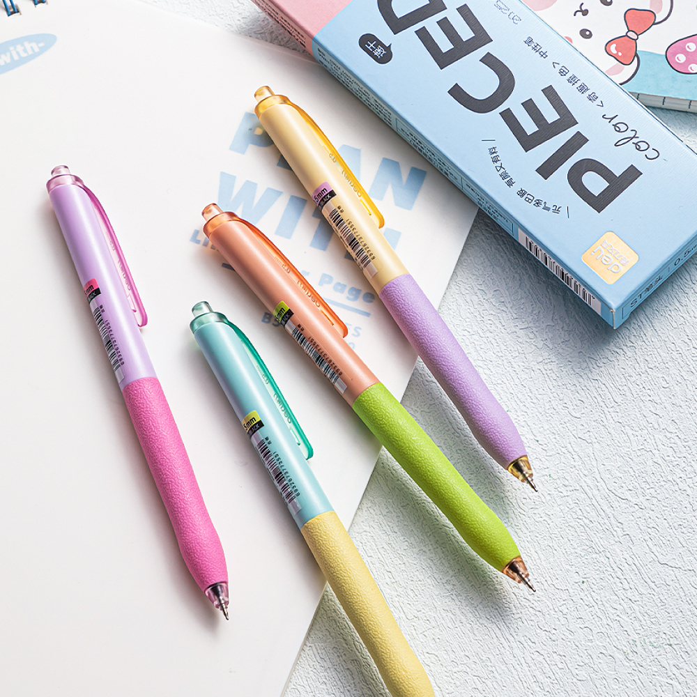 투톤 텍스처 노크식 젤잉크펜 0.5mm 4자루 세트 - 상세 이미지 2