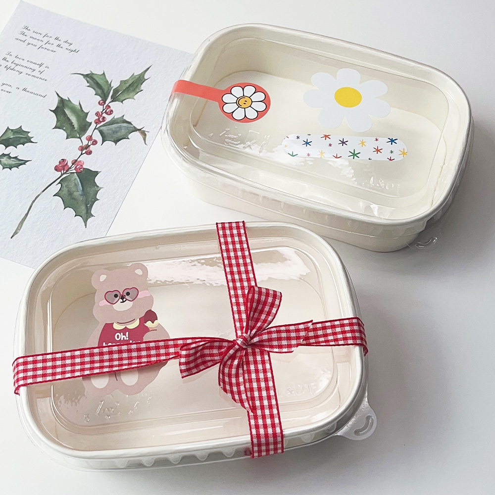 화이트 샌드위치 샐러드 포장 용기 50개 일회용 떡 김밥 직사각500 도시락 - 상세 이미지 3