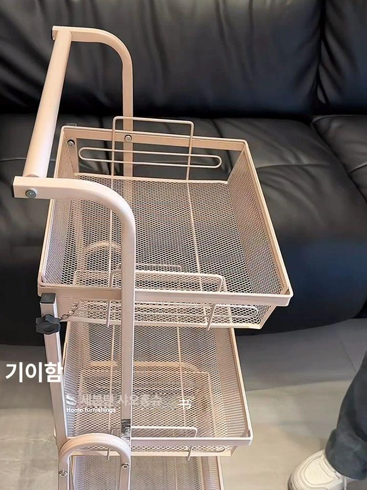 일자로 펴지는 트롤리 철제 늘릴 각도조절 선반 간식 블랙 높이 50cm 3층 44x94.5cm - 상세 이미지 5