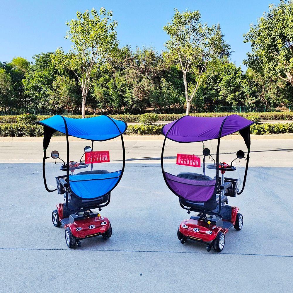 어르신전동차 비가림막 4륜 스쿠터 탈부착 방수 커버 차고 천막 레인 가리개 미니 지붕 블루 차양 24V