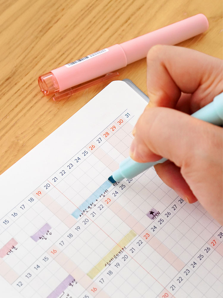 리훈 톤다운캄다운 하이라이터 연한 형광펜 4색 세트 암기펜