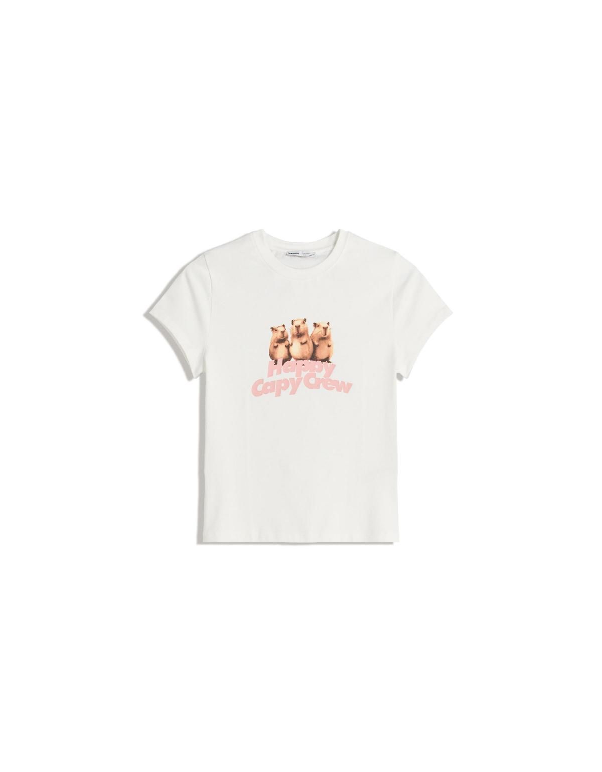 버쉬카 프린트 베이직 반팔 티셔츠 7830/187 OFF WHITE - 상세 이미지 3