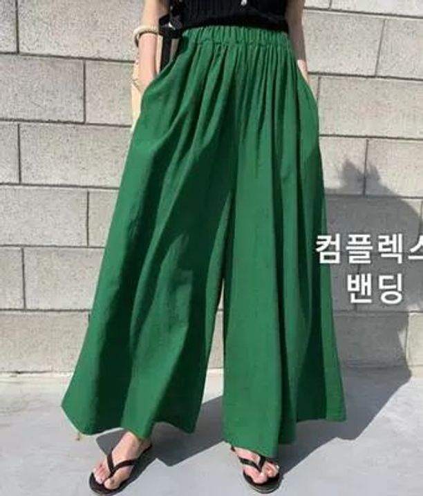 여자 냉장고바지 와이드 팬츠 린넨 냉장고 라이트옐로우 S - 상세 이미지 3