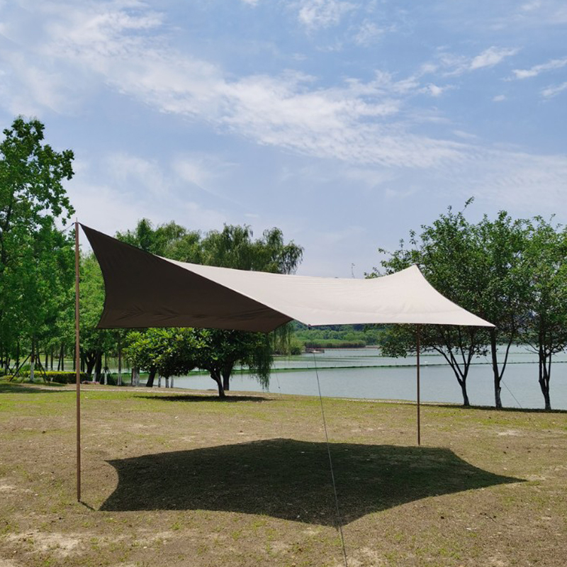 KOOLMAN 쿨맨 MCETO 캠핑 헥사 플라이 타프 그늘막 블랙코팅 M, 라이트브라운