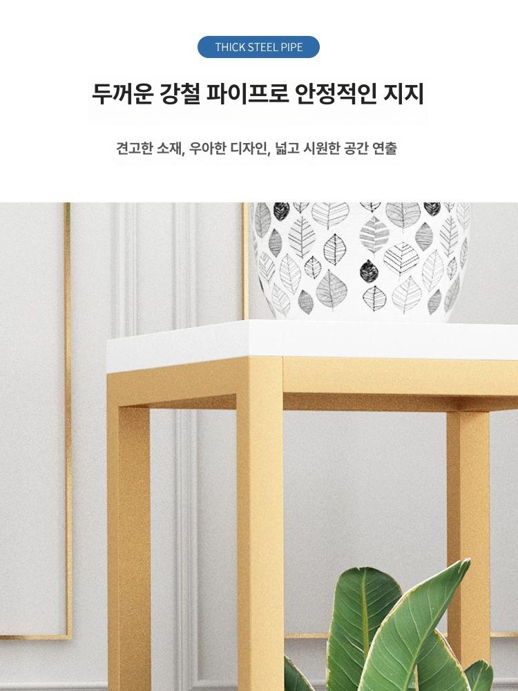 거실 화분 정리대 발코니 이동식 거치대 인테리어 다육이 블랙화이트 너비24 높이60 - 상세 이미지 4