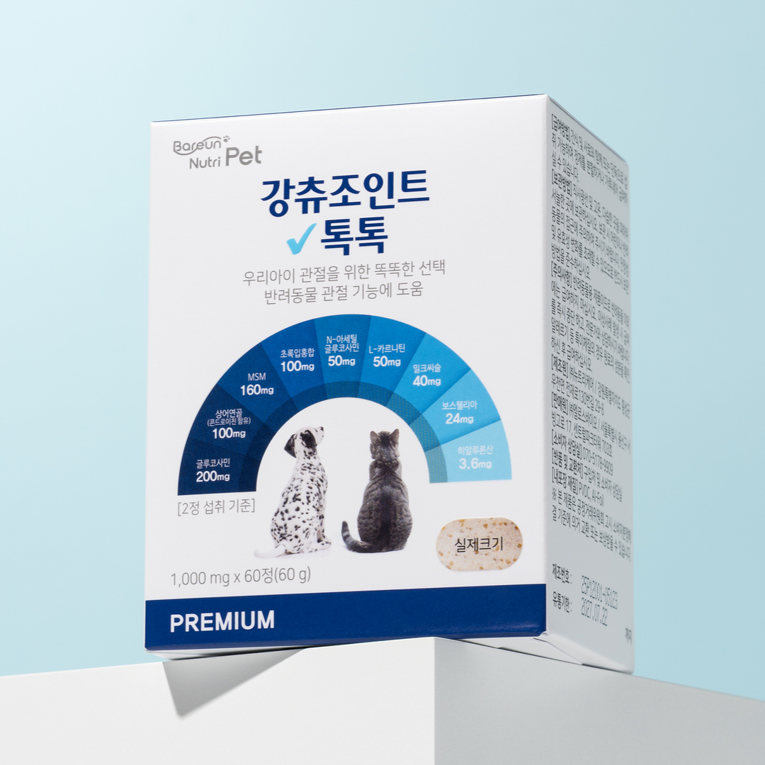 바른뉴트리펫 강츄조인트 톡톡 강아지 관절 영양제 슬개골 연골 노견 고양이 60정, 1개