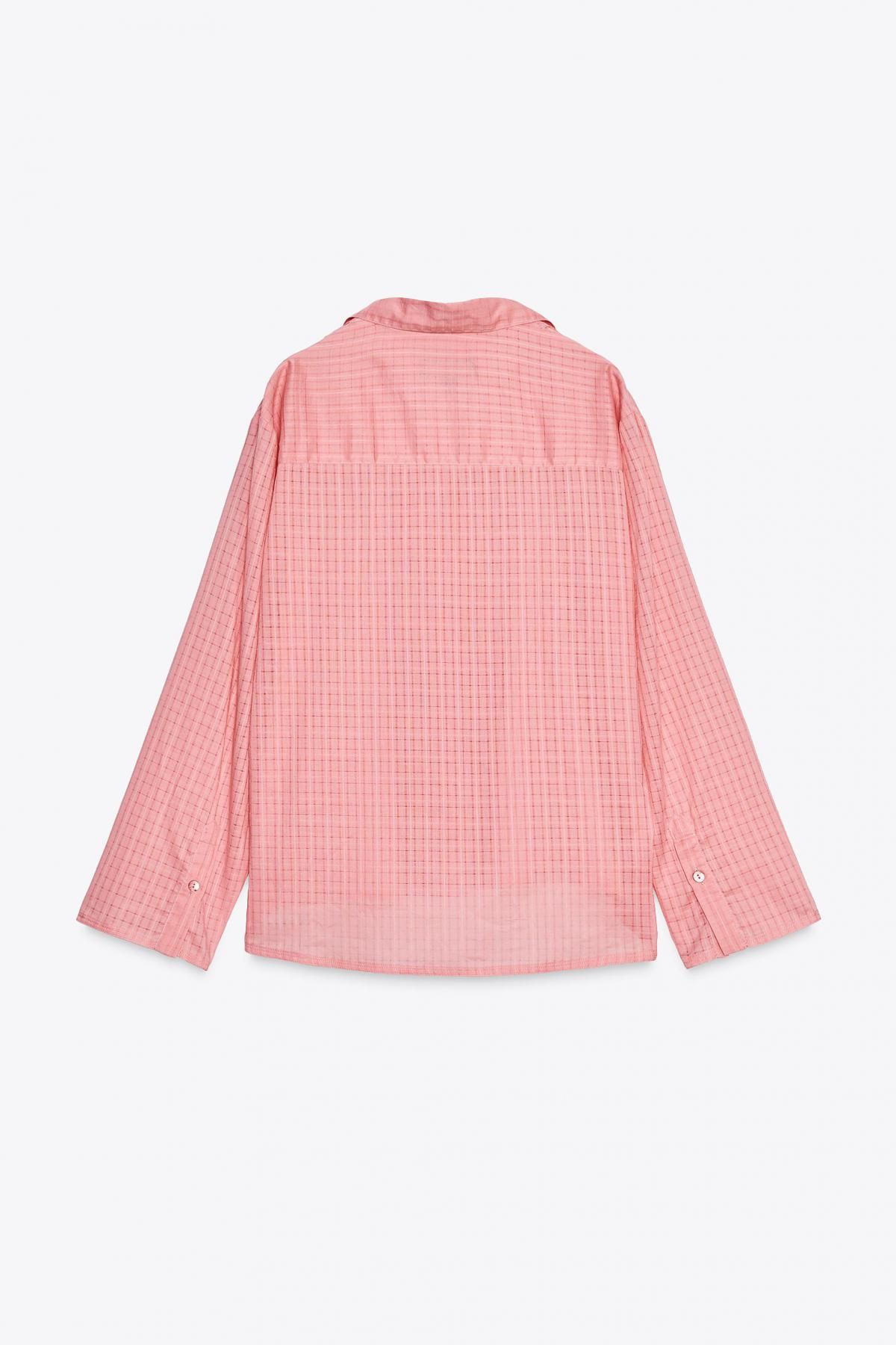 자라 체크 오버핏 파자마 셔츠 8598/288 PINK - 상세 이미지 2
