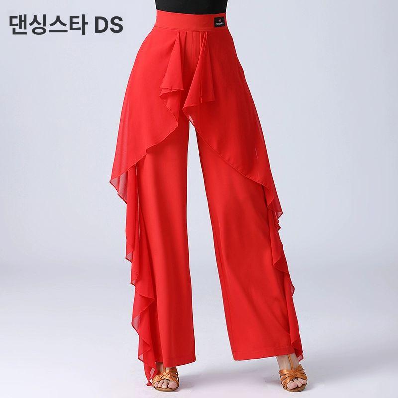 라인댄스바지 라틴 댄스복 살사 라인댄스 팬츠 블랙 S 허리둘레66.7cm - 상세 이미지 3