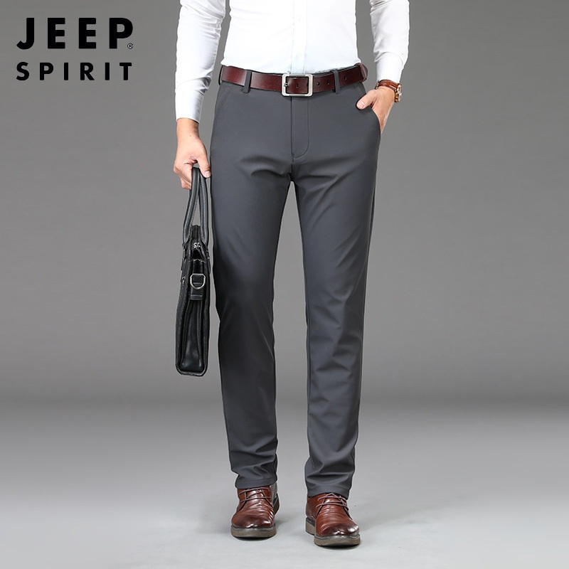 JEEP SPIRIT 봄 가을 남성 스트레이트 캐주얼 바지 일자핏 정장 팬츠 - 상품 이미지