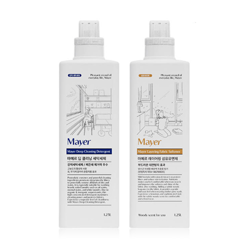 마예르 딥 클리닝 세탁세제 & 레이어링 섬유유연제 세트 (1.25L X 2EA) - 상품 이미지