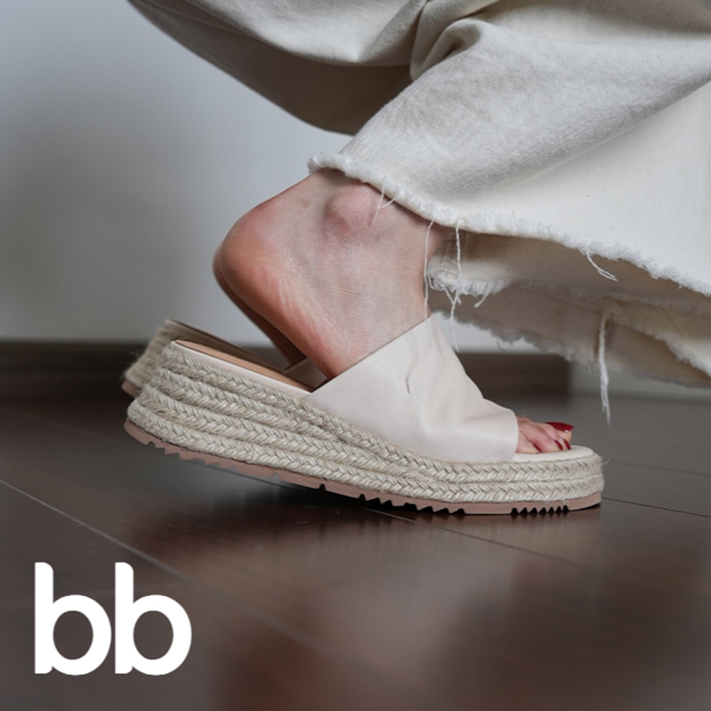 여름웨지힐 가죽 여성 플랫폼 슬리퍼 로우 스트랩 여성샌들 여자 웨지샌들 신발 화이트 220 - 상품 이미지