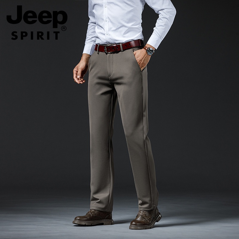 JEEP SPIRIT 가을 겨울 남성 스트레이트 캐주얼 팬츠 루즈 비즈니스 정장 바지 - 상세 이미지 4