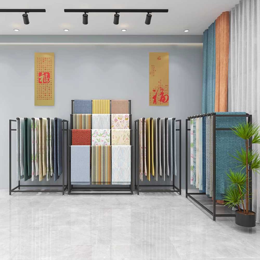 매트 카펫 원단 진열대 회전형 샘플 걸이 스탠드 블랙 4단 120x50x180cm - 상세 이미지 3