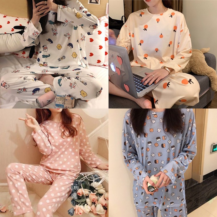 봄 가을파자마 긴팔세트/간절기잠옷/여성파자마/긴팔 상하세트/홈웨어/가을겨울 잠옷 - 상품 이미지